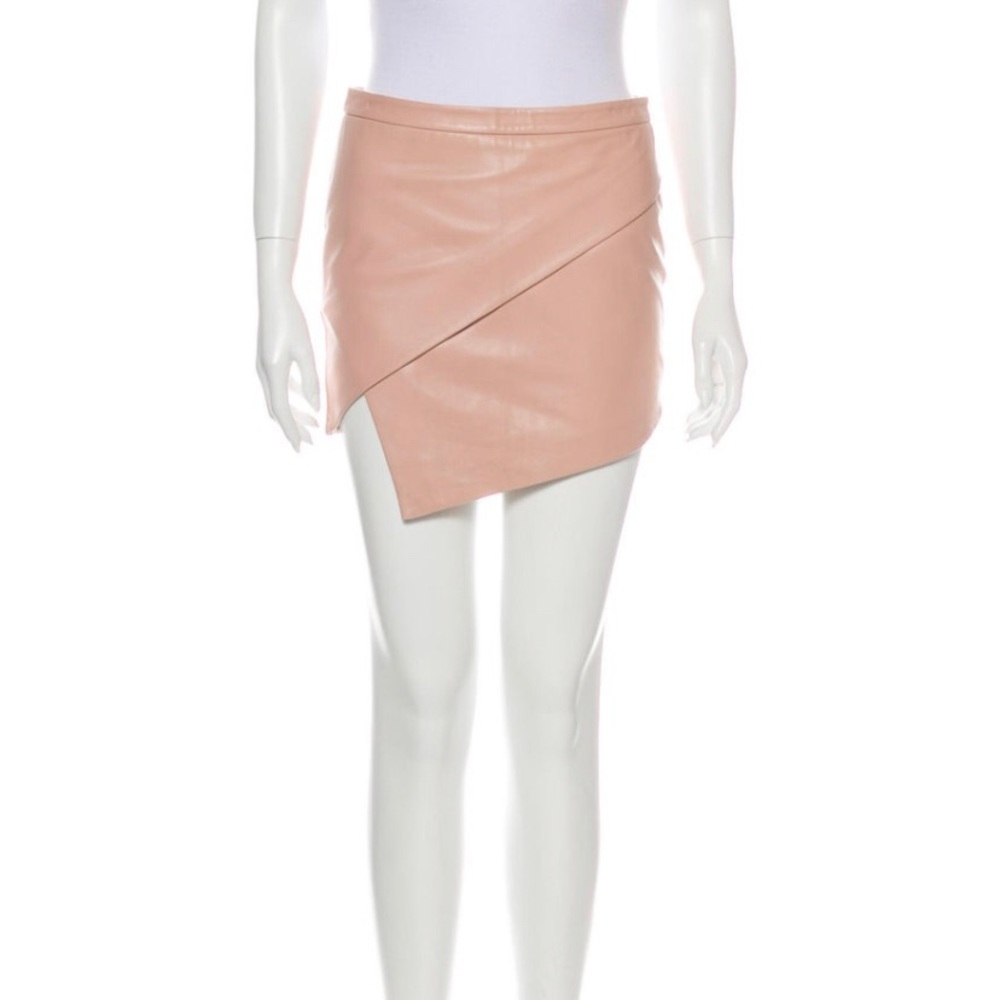 Michelle Mason Pink Leather Mini Skirt US 0